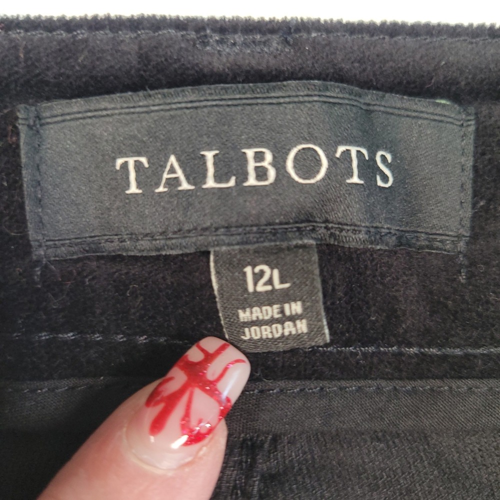 Talbots Women's Black Velvet Jean Style Pants Size 12L Luxe Party Soft